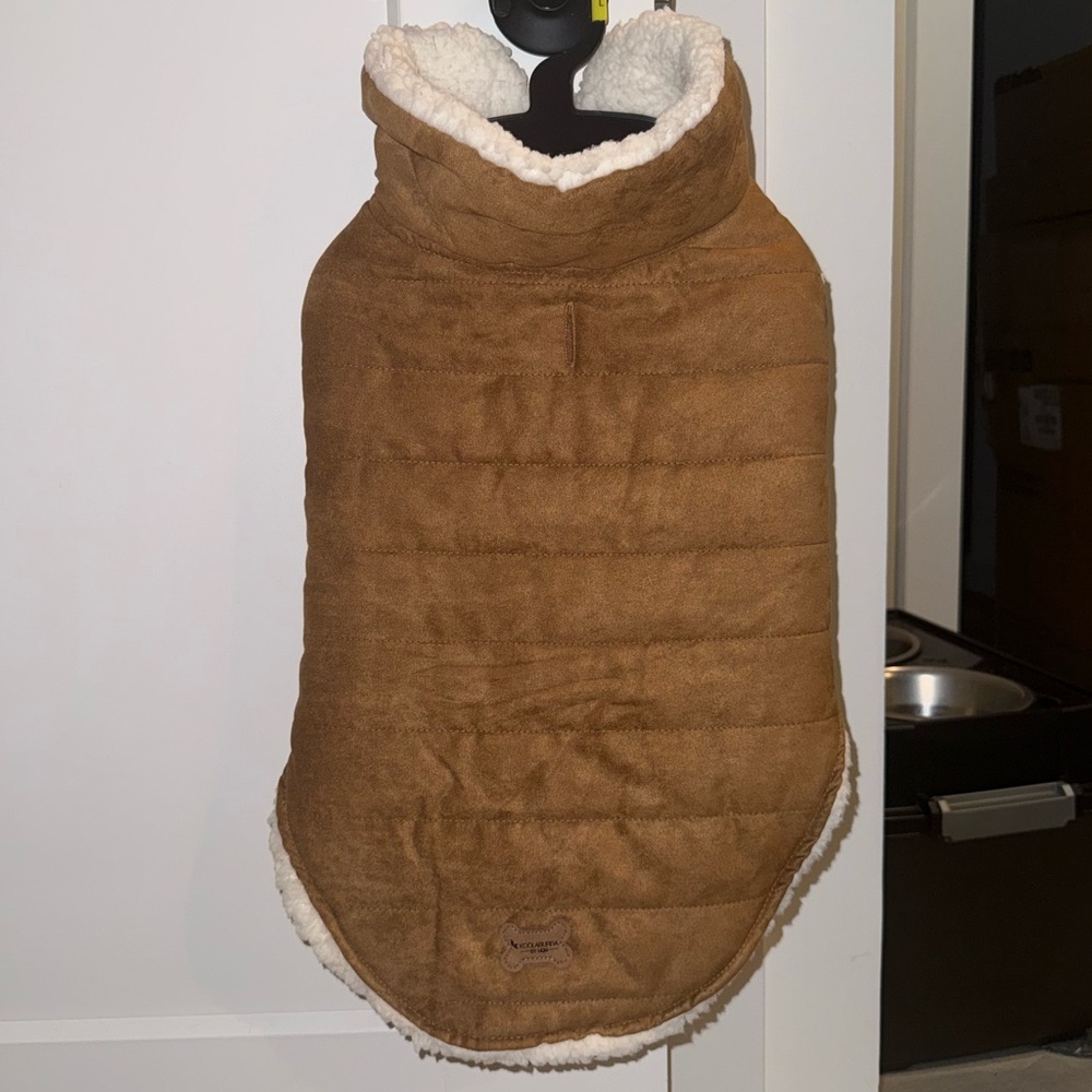 Koolaburra Tan Suede Pet Coat with Sherpa Lining